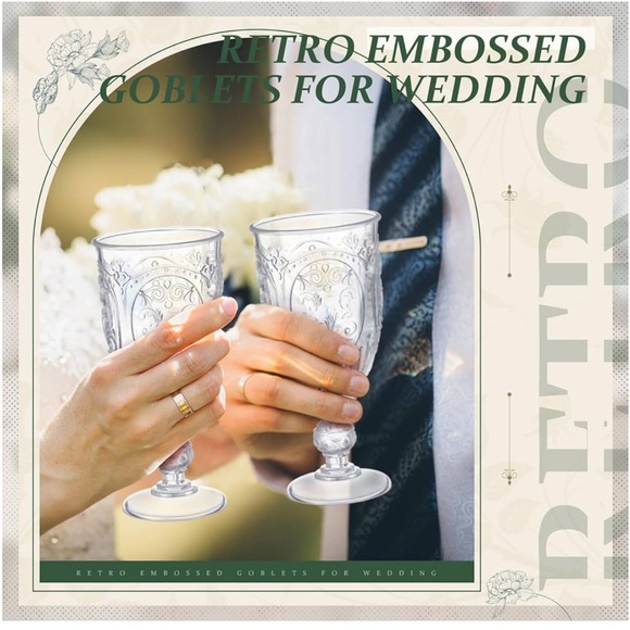 4 Pcs Plastic Goblets 7.5oz Vintage Goblet Plastic Wine Glasses Colored (Clear) - Picture 2 of 7